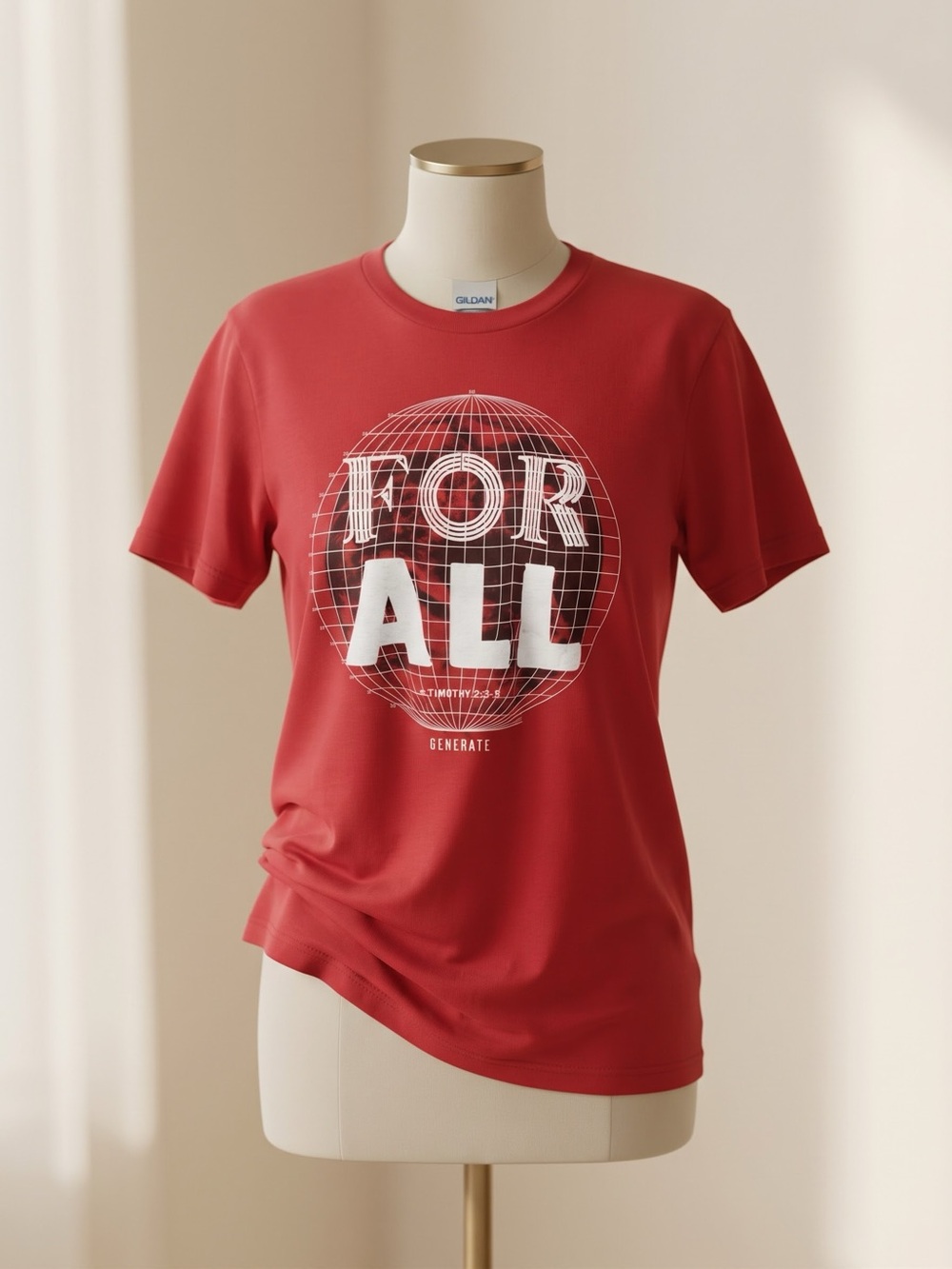 Gildan Women's Red 'FOR ALL' Graphic Short Sleeve Tee
